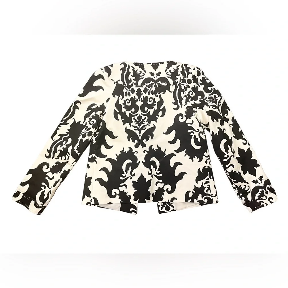 Tory Burch Monochrome Baroque Damask Print Silk Jacket 6
